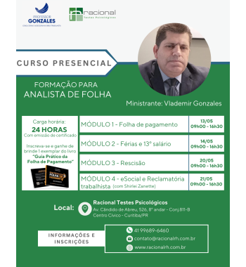Curso presencial: Formação para Analista de Folha